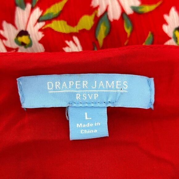Draper James RSVP Women’s Red Floral Long Sleeve V Neck Midi Dress Size L - Picture 10 of 15